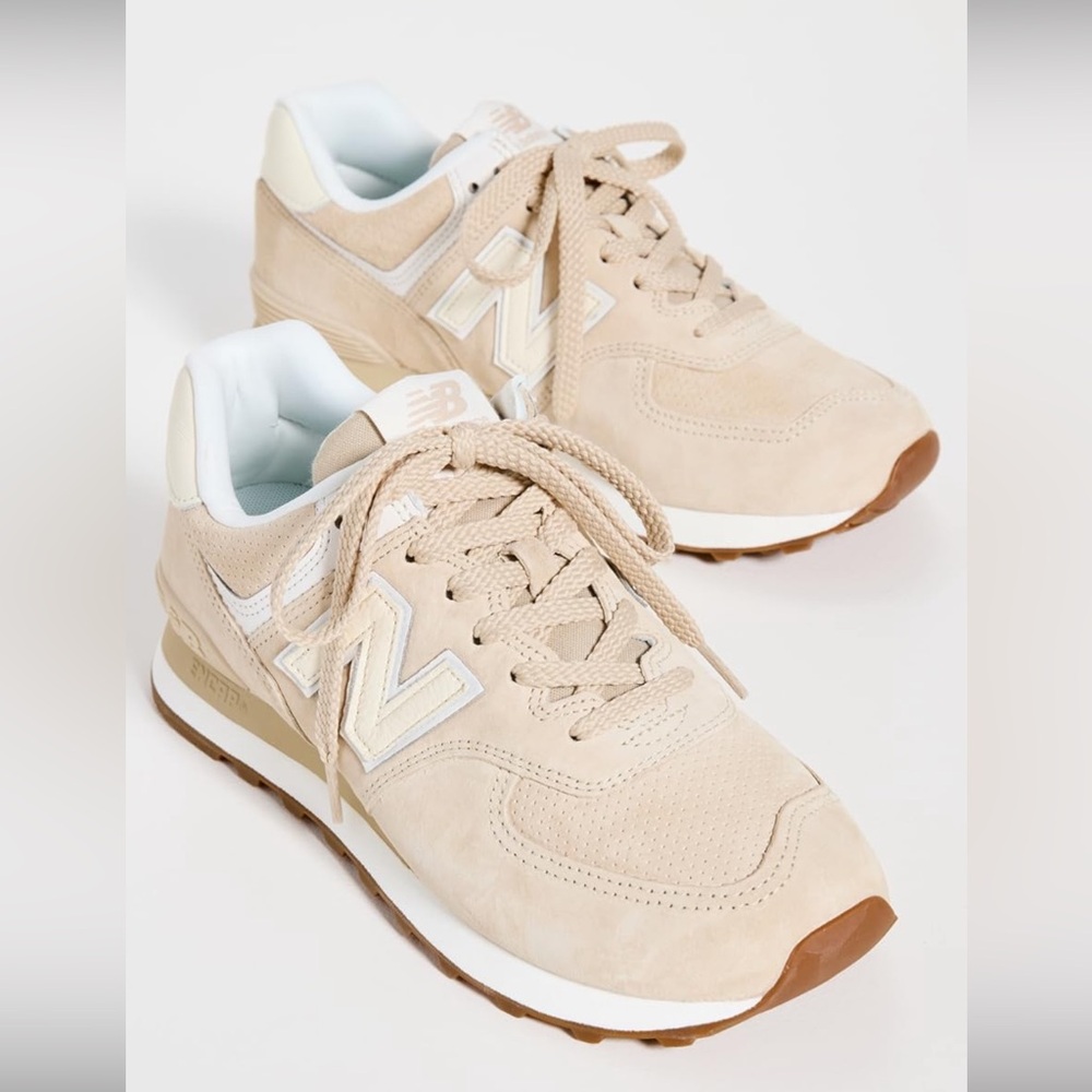 New Balance Beige and White Sneakers